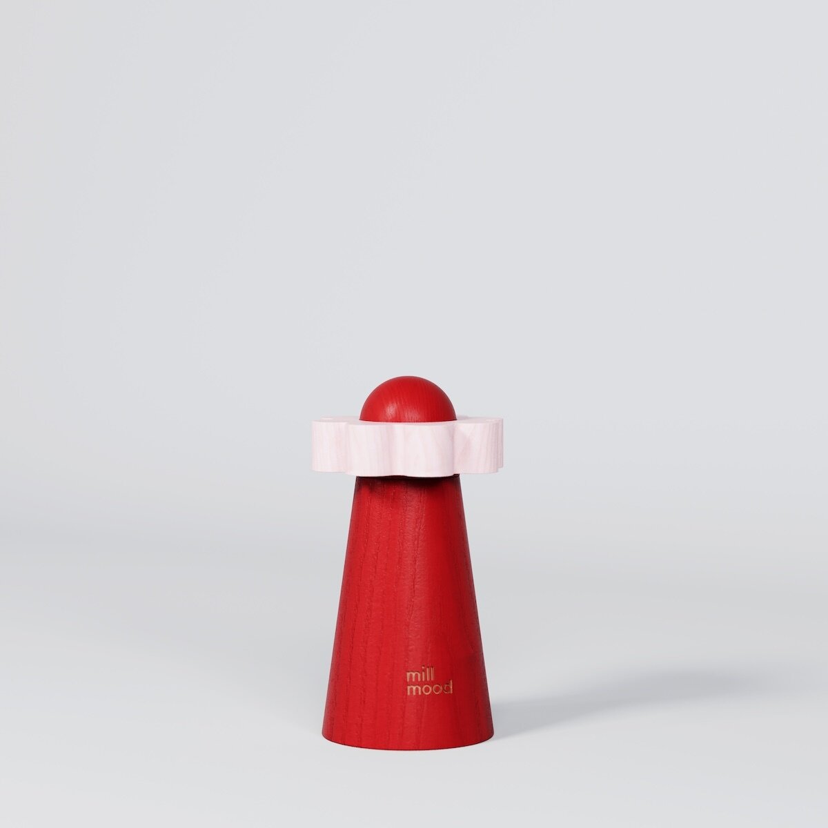 młynek do soli i pieprzu czerwony z różowym elementem