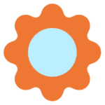 Abstrakcyjny kształt pomarańczowy z niebieskim środkiem