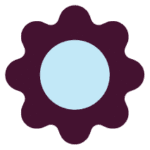 Logo Mill Mood fioletowy kształt z niebieskim kołem w środku