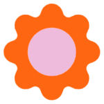 Kolorowy abstrakcyjny kształt przypominający kwiat lub słońce