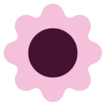 Abstrakcyjny różowy kwiat z ciemnym środkiem na białym tle