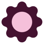 Symbol graficzny w kształcie fioletowego kwiatu z różowym środkiem